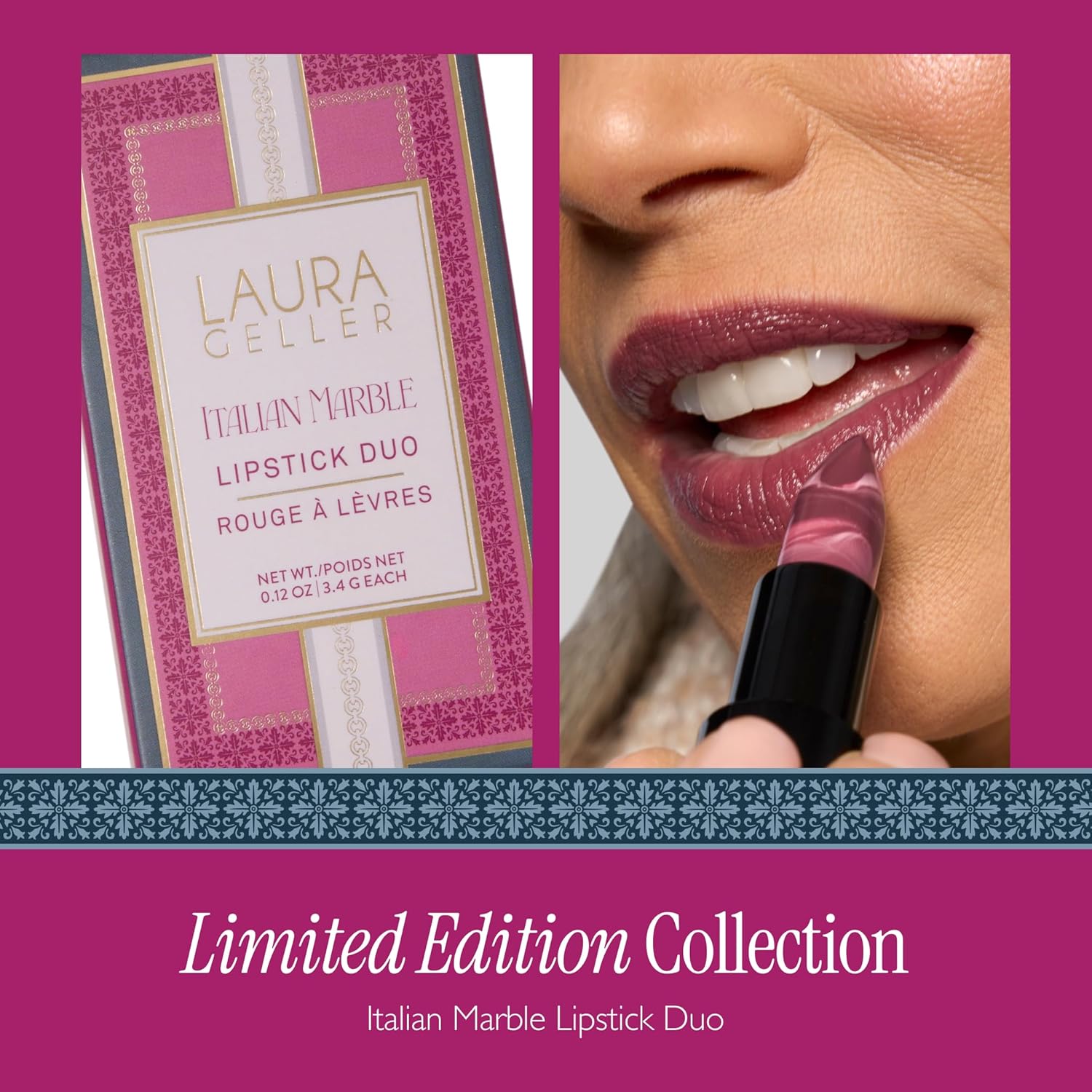 LAURA GELLER NEW YORK Italian Marble Sheer Lipstick - Al Fresco - Hydrating & Lightweight - Vitamin E & Caster Seed Oil - Cream Finish