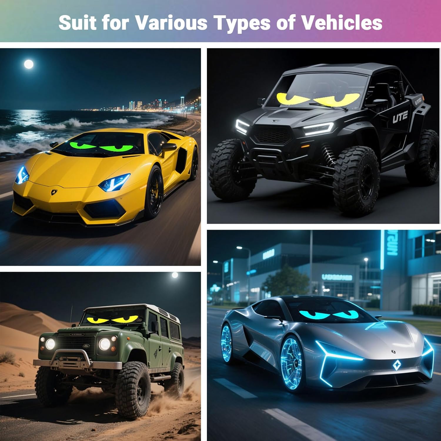 LED Eyes for Truck Windshield, 2PCS 23.6inx4.7in Devil Eyes Light for Windshield, Devil Eyes Light for Car, Truck, SUVs, Gift for Men