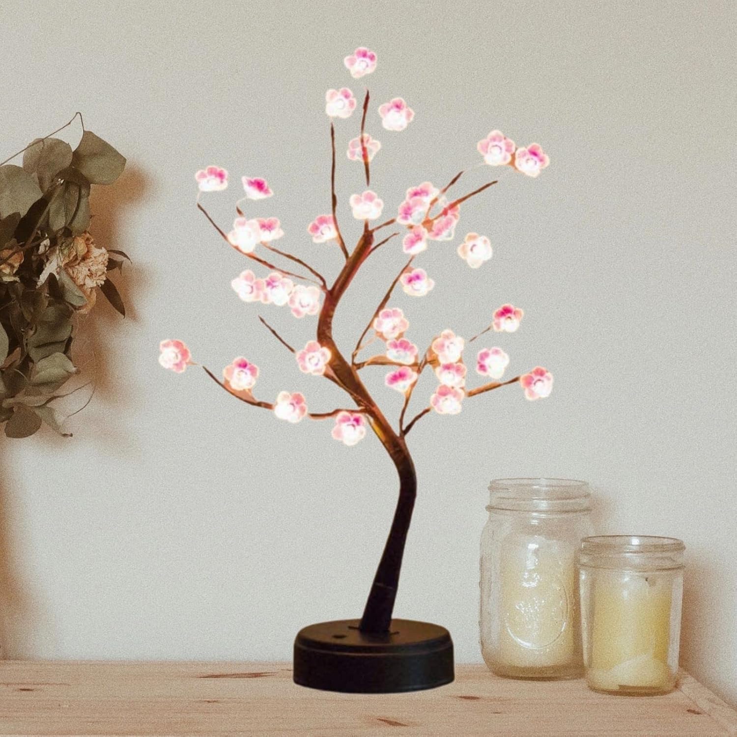 Cherry Blossom Tree Lamp, 18inch 36 Led Bonsai Tree Lights, Battery/USB Operated Japanese Decor Night Lights for Christmas Indoor Decorations Bedroom Home Gift Idea,Warm White