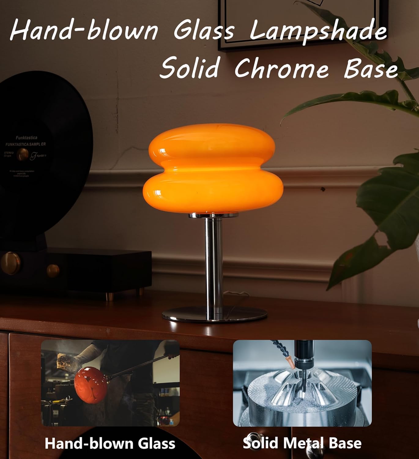 Glivpny Mushroom Lamp for Bedroom,Mid Century Modern Lamp for Nightstand, Dimmable Retro Egg Tart Bedside Small Lamps,Unique Home Mushroom Decor Aesthetic Cute Table Lamps for Living Room (Orange)