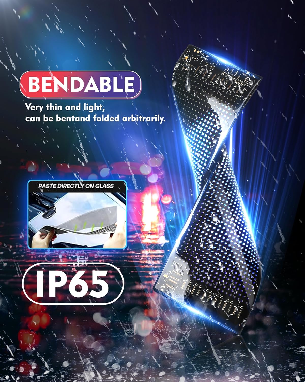 CRILEAL Devil's Eye 2-Pack: 19.3x4.3 Dual LED Eyes – Perfect Sync Windshield Display for Cars, SUVs & Trucks | Programmable USB Matrix, App/Remote Control, Custom Car Sign