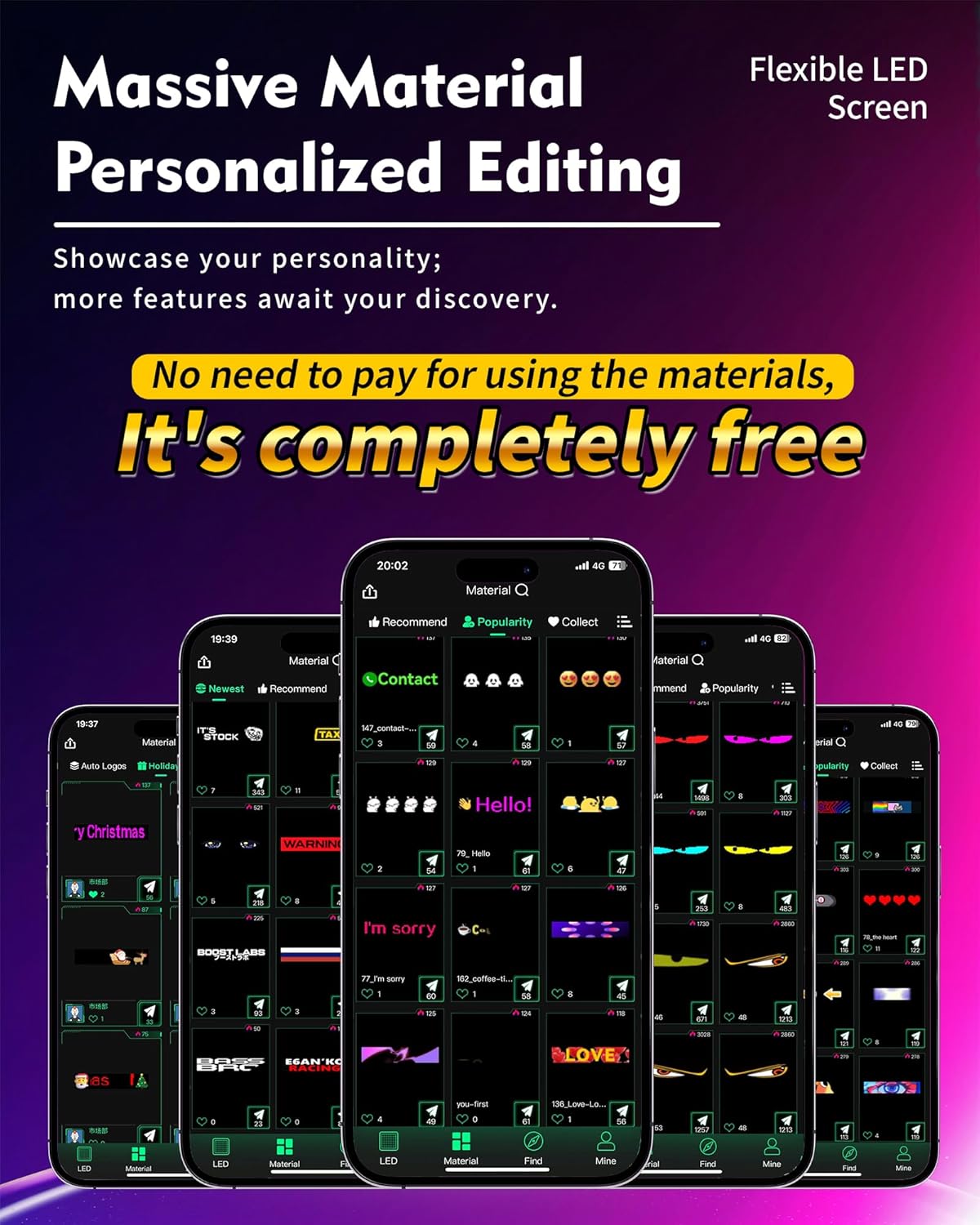 CRILEAL Devil's Eye 2-Pack: 19.3x4.3 Dual LED Eyes – Perfect Sync Windshield Display for Cars, SUVs & Trucks | Programmable USB Matrix, App/Remote Control, Custom Car Sign