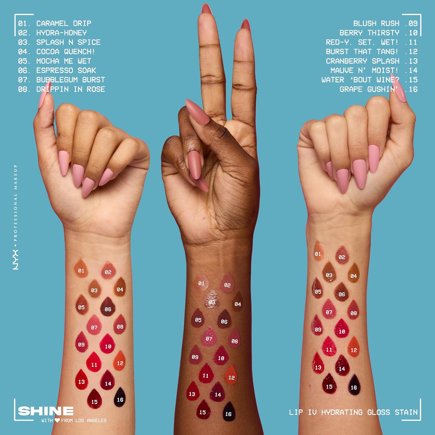 NYX PROFESSIONAL MAKEUP Lip IV Hydrating Glossy Lip Stain with 12HR Hydration - Drippin In Rose (Pink)