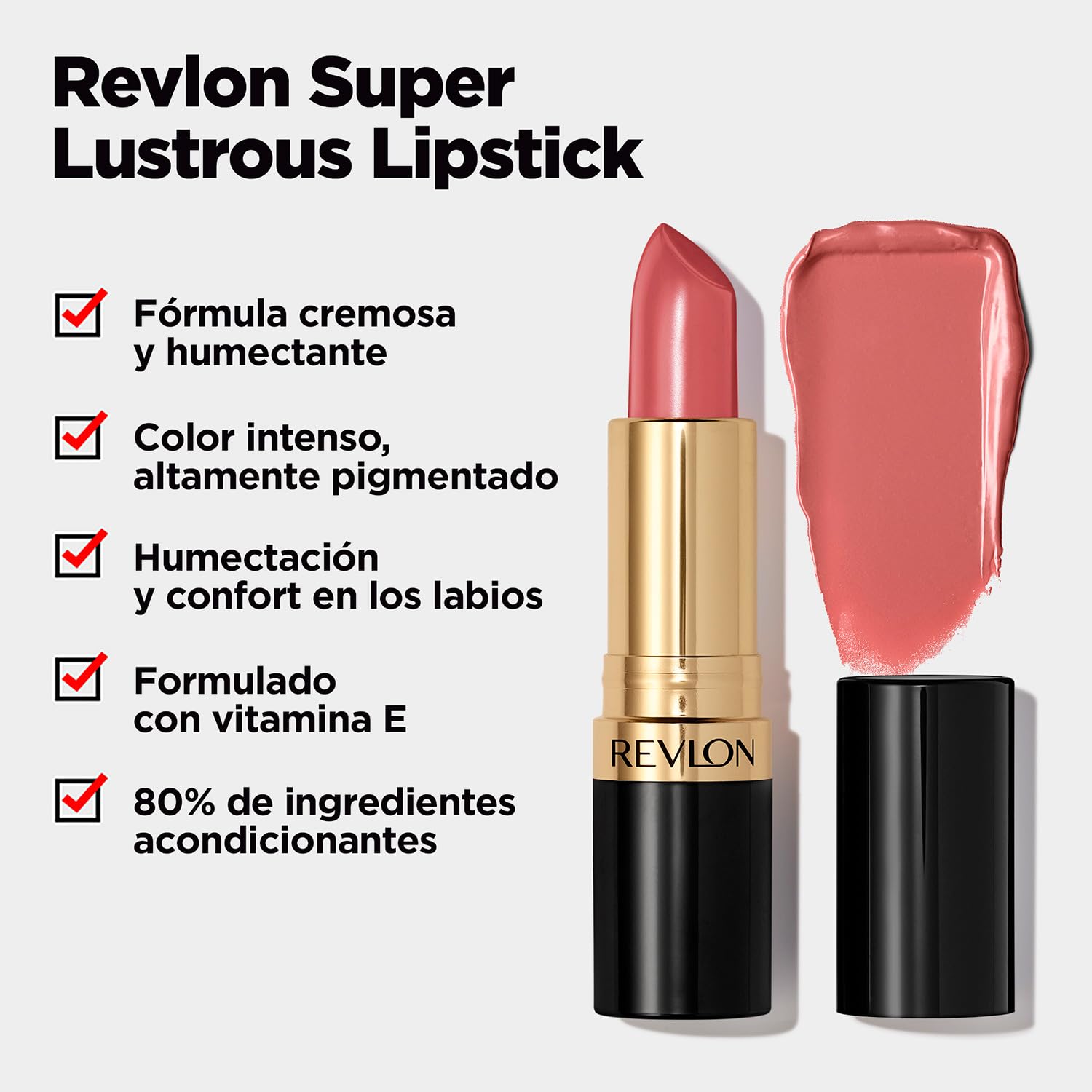 Revlon Super Lustrous Lipstick, Creamy Formula For Soft, Fuller-Looking Lips, Moisturized Feel, 764 On the Mauve, 0.15 oz