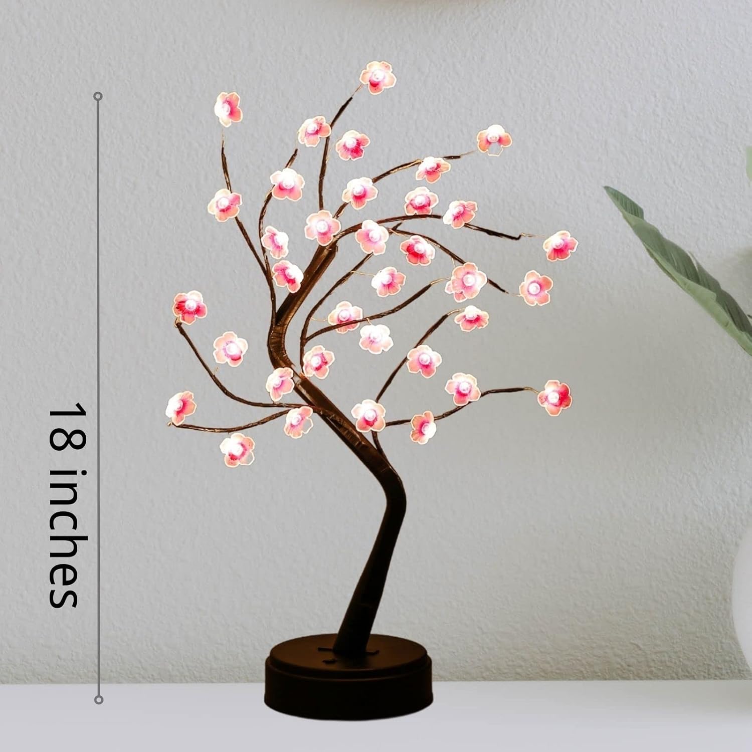 Cherry Blossom Tree Lamp, 18inch 36 Led Bonsai Tree Lights, Battery/USB Operated Japanese Decor Night Lights for Christmas Indoor Decorations Bedroom Home Gift Idea,Warm White
