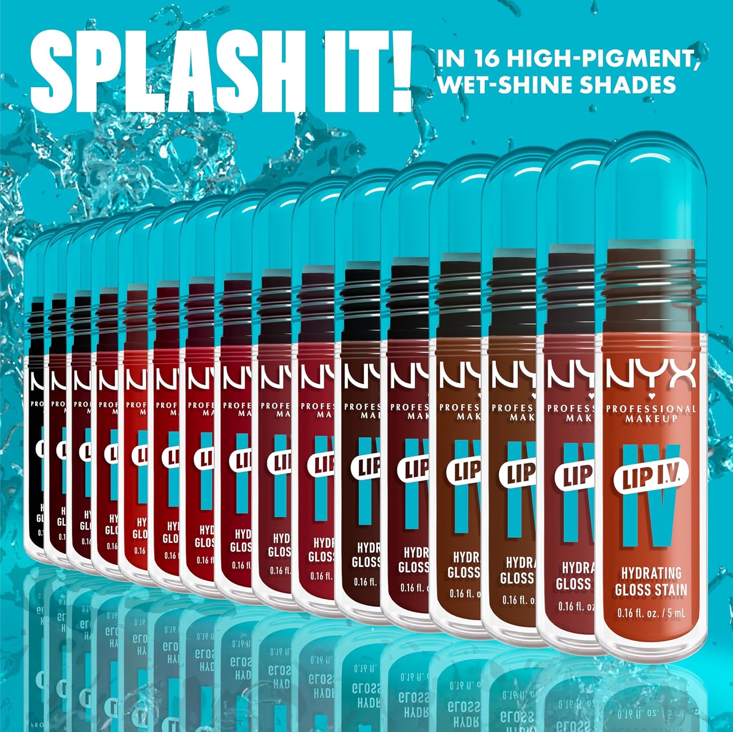 NYX PROFESSIONAL MAKEUP Lip IV Hydrating Glossy Lip Stain with 12HR Hydration - Drippin In Rose (Pink)