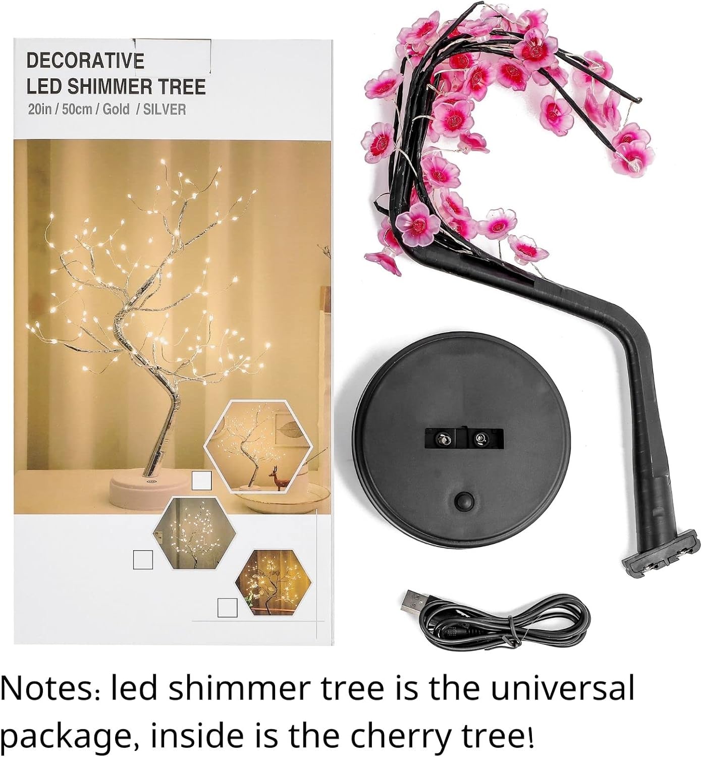 Cherry Blossom Tree Lamp, 18inch 36 Led Bonsai Tree Lights, Battery/USB Operated Japanese Decor Night Lights for Christmas Indoor Decorations Bedroom Home Gift Idea,Warm White