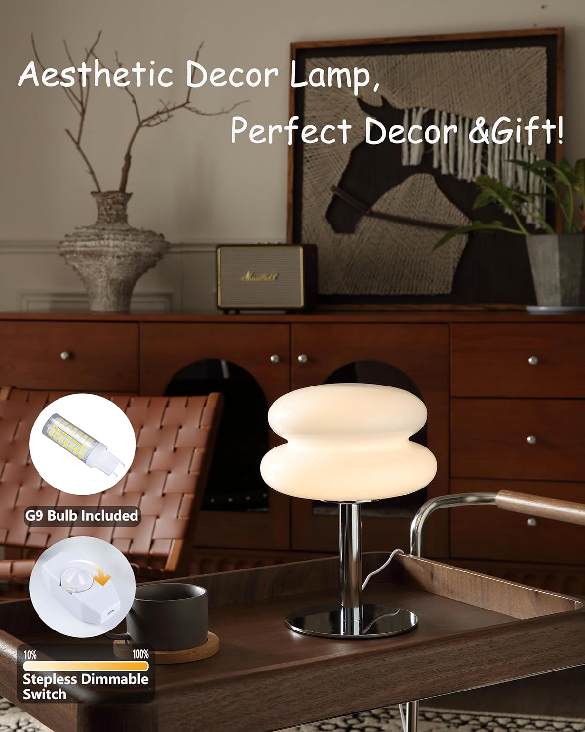 Glivpny Mushroom Lamp for Bedroom,Mid Century Modern Lamp for Nightstand, Dimmable Retro Egg Tart Bedside Small Lamps,Unique Home Mushroom Decor Aesthetic Cute Table Lamps for Living Room (Orange)