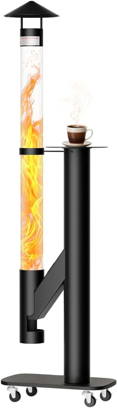62 Inches Wood Pellet Heater - Patio Heater Wood Pellet Stove - Smokeless Pellet Fire Pits for Outside - Patio Rocket Stove for Camping Garden Picnic