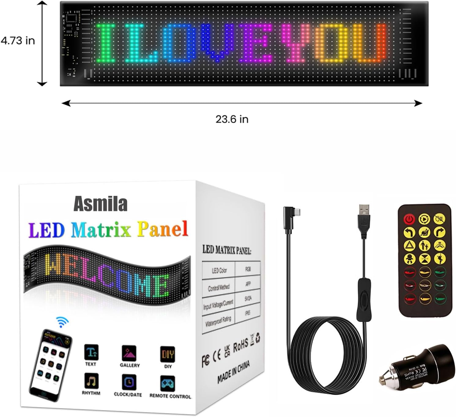 LED Eyes for Truck Windshield, 2PCS 23.6inx4.7in Devil Eyes Light for Windshield, Devil Eyes Light for Car, Truck, SUVs, Gift for Men