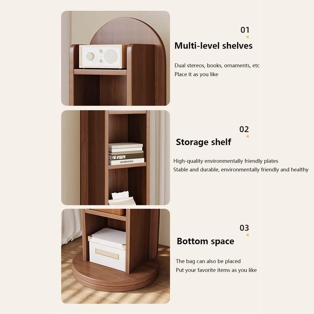 360° Rotating Wood Full Length Mirror, Wood Floor Mirror and Storage Shelf & Bookshelf, Long Mirrors for Bedroom, Living Room, Entryway