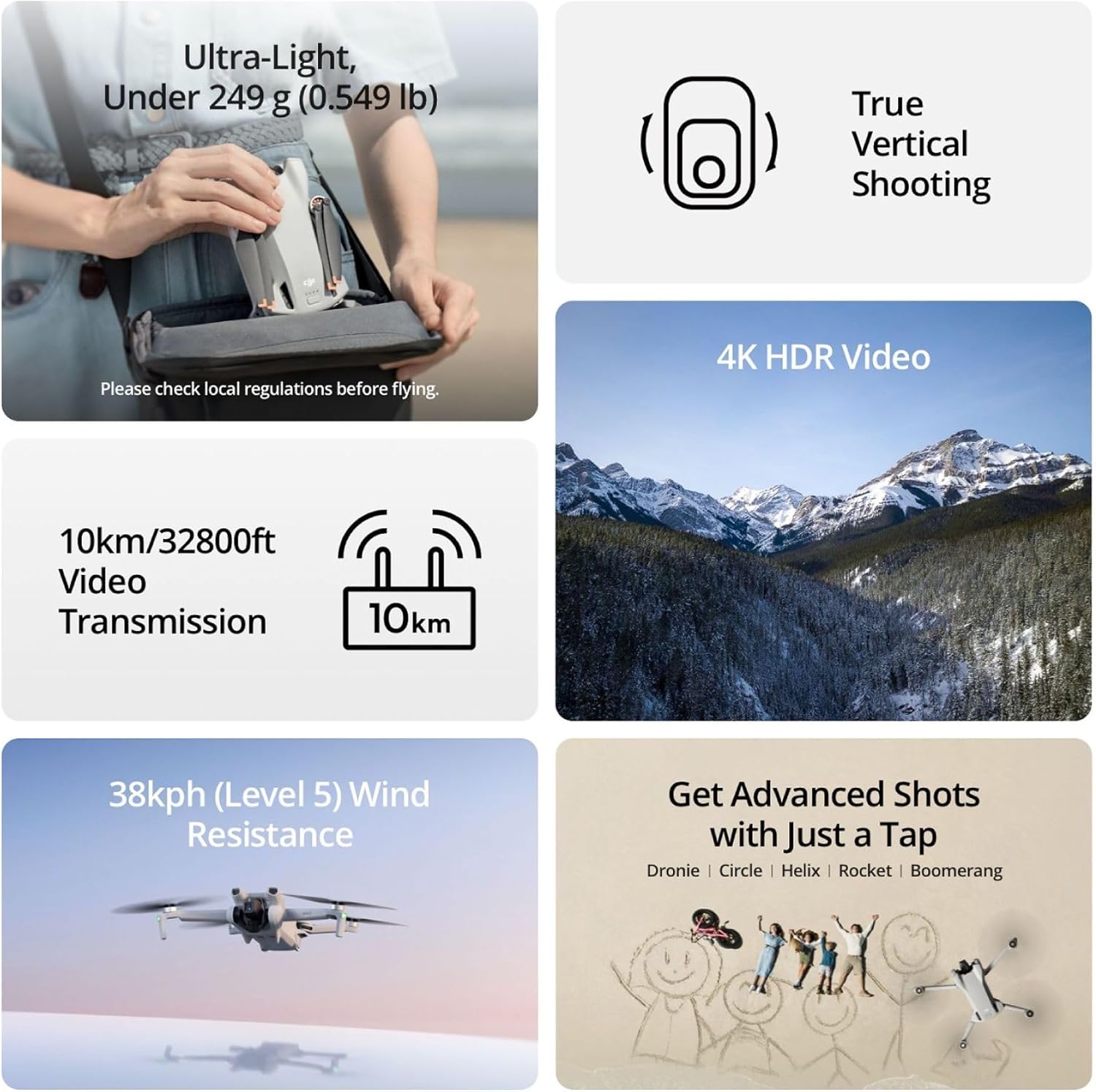 DJI Mini 3 Fly More Combo (DJI RC), Drones with Camera for Adults 4K, 3 Batteries for 114-min Flight Time, Vertical Shooting, 32800ft (10km) Video Transmission, Lightweight Mini Drone for Beginners