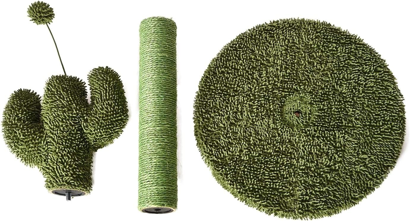 Amazon Basics Cat Scratcher - Indoor Cactus Single Cat & Kittens Scratching Post with Dangling Ball, Medium (25.6H) - Green
