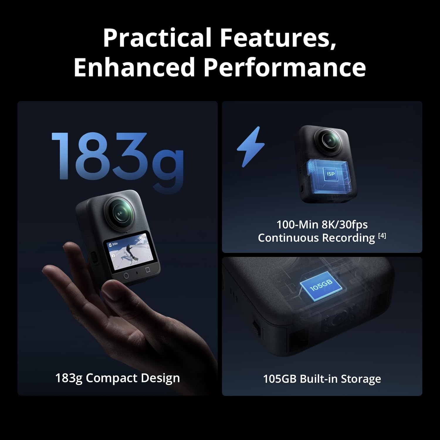 DJI Osmo 360 Camera Adventure Combo, Waterproof 8K 360° Action Camera with 1-Inch 360° Imaging, Extended Battery Life with 3 Batteries, Native 8K 360° Video, 105GB Built-in Storage, 360 Action Camera