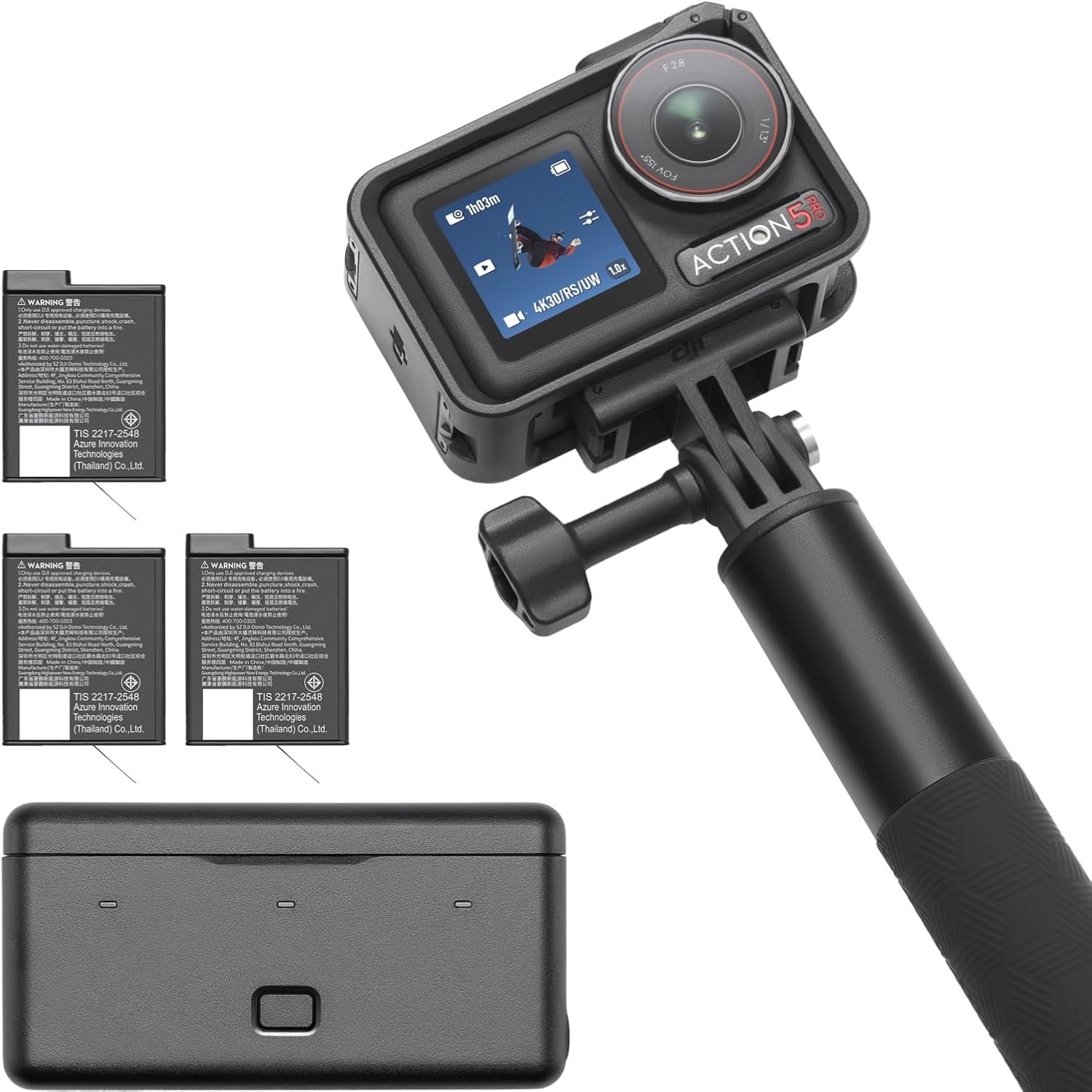 DJI Osmo Action 5 Pro Essential Combo, Waterproof Action Camera with 1/1.3 Sensor, 4K/120fps Video, Subject Tracking, Stabilization, Dual OLED Touchscreens, Action Camera 4K Ideal for Sports, Vlog