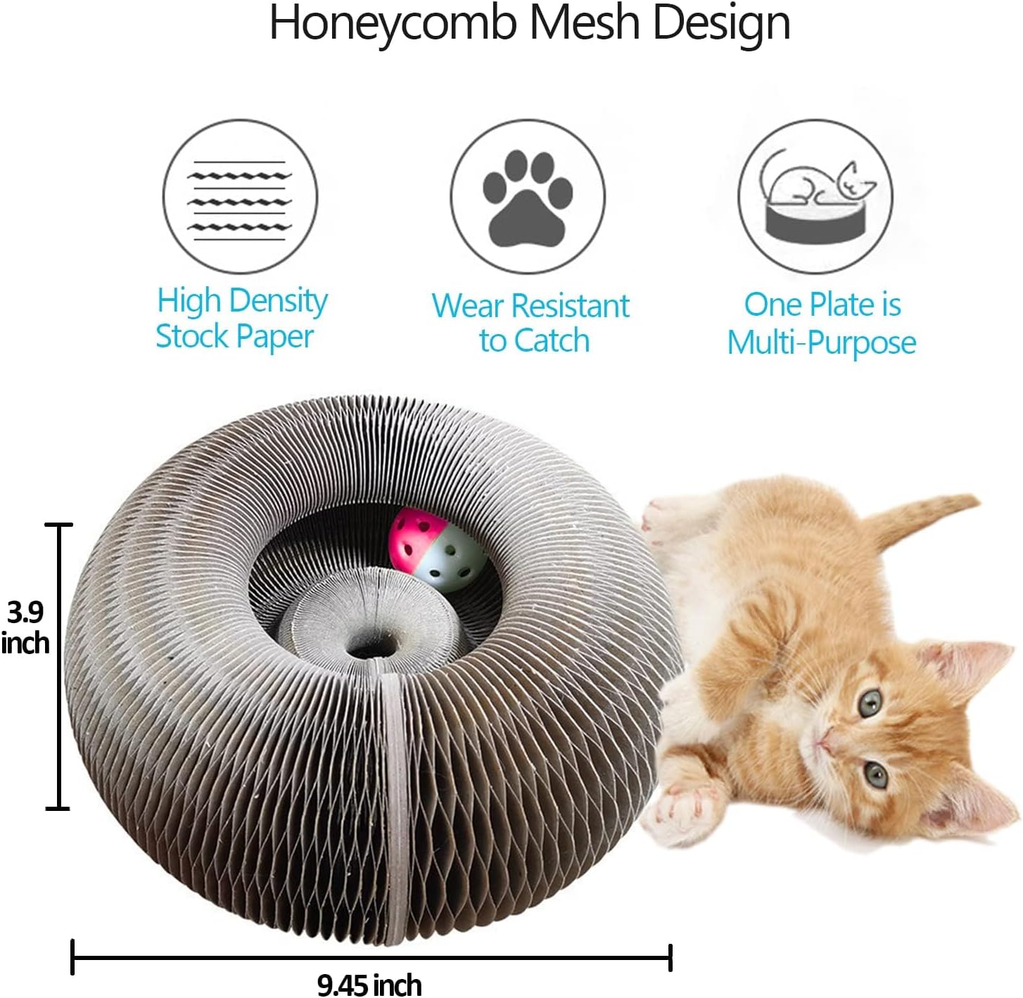 Enkman Magic Organ Cat Scratcher Board Cat Ball Adventure The Ultimate Interactive Mental Physical Exercise for Indoor Cats Toy