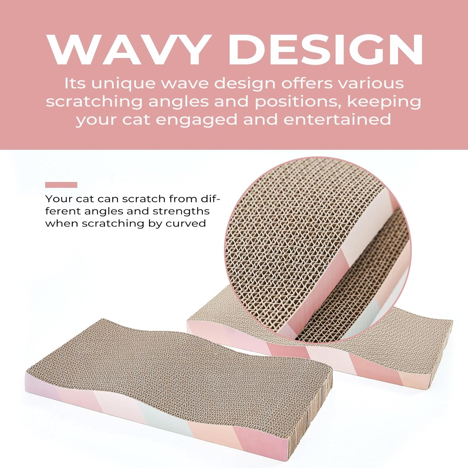 SIDAZON Cat Scratching Board cat Scratcher Cat Scratch Pad Cardboard cat scratchers for Indoor Cats Reversible Large Wide Corrugated with Catnip(2pcs)