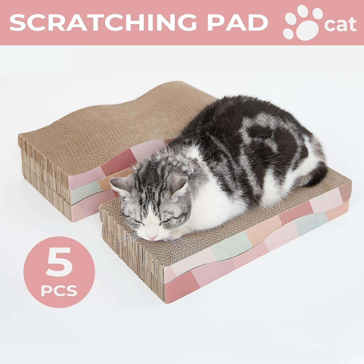 SIDAZON Cat Scratching Board cat Scratcher Cat Scratch Pad Cardboard cat scratchers for Indoor Cats Reversible Large Wide Corrugated with Catnip(2pcs)