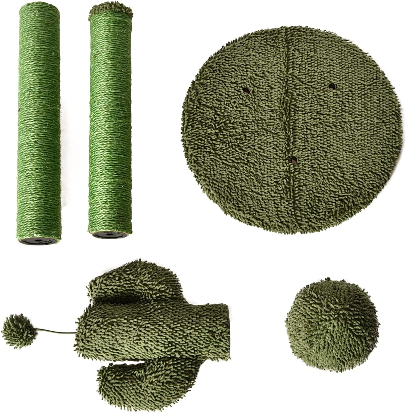 Amazon Basics Cat Scratcher - Indoor Cactus Single Cat & Kittens Scratching Post with Dangling Ball, Medium (25.6H) - Green