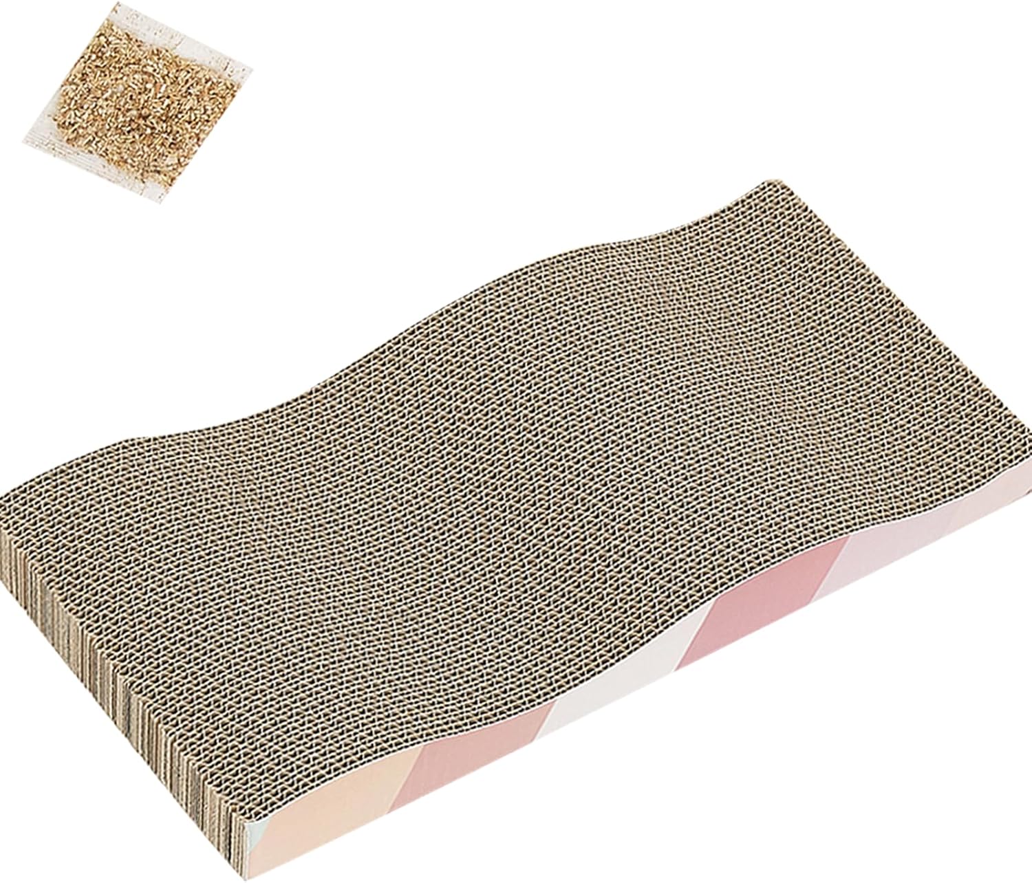 SIDAZON Cat Scratching Board cat Scratcher Cat Scratch Pad Cardboard cat scratchers for Indoor Cats Reversible Large Wide Corrugated with Catnip(2pcs)