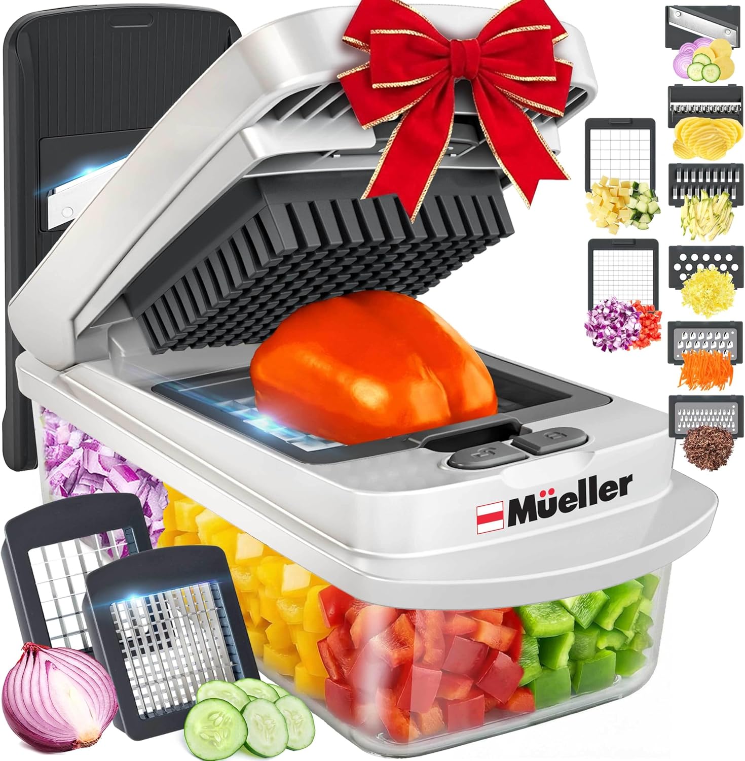 Mueller The Real Original Pro Chopper since 2013 Vegetable Chopper Mandoline Slicer, 8 Blade Food Veggie Chopper Onion Vegetable Cutter with Container, Kitchen Gadgets & Essentials, (10 in 1)