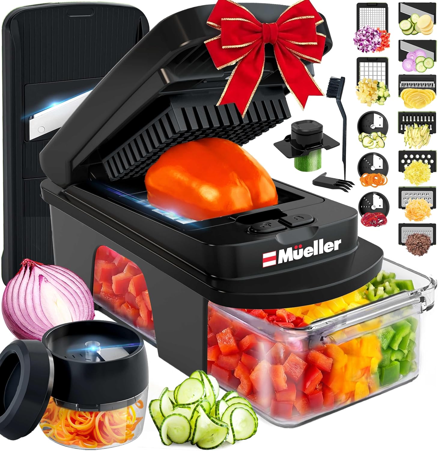 Mueller The Real Original Pro Chopper since 2013 Vegetable Chopper Mandoline Slicer, 8 Blade Food Veggie Chopper Onion Vegetable Cutter with Container, Kitchen Gadgets & Essentials, (10 in 1)