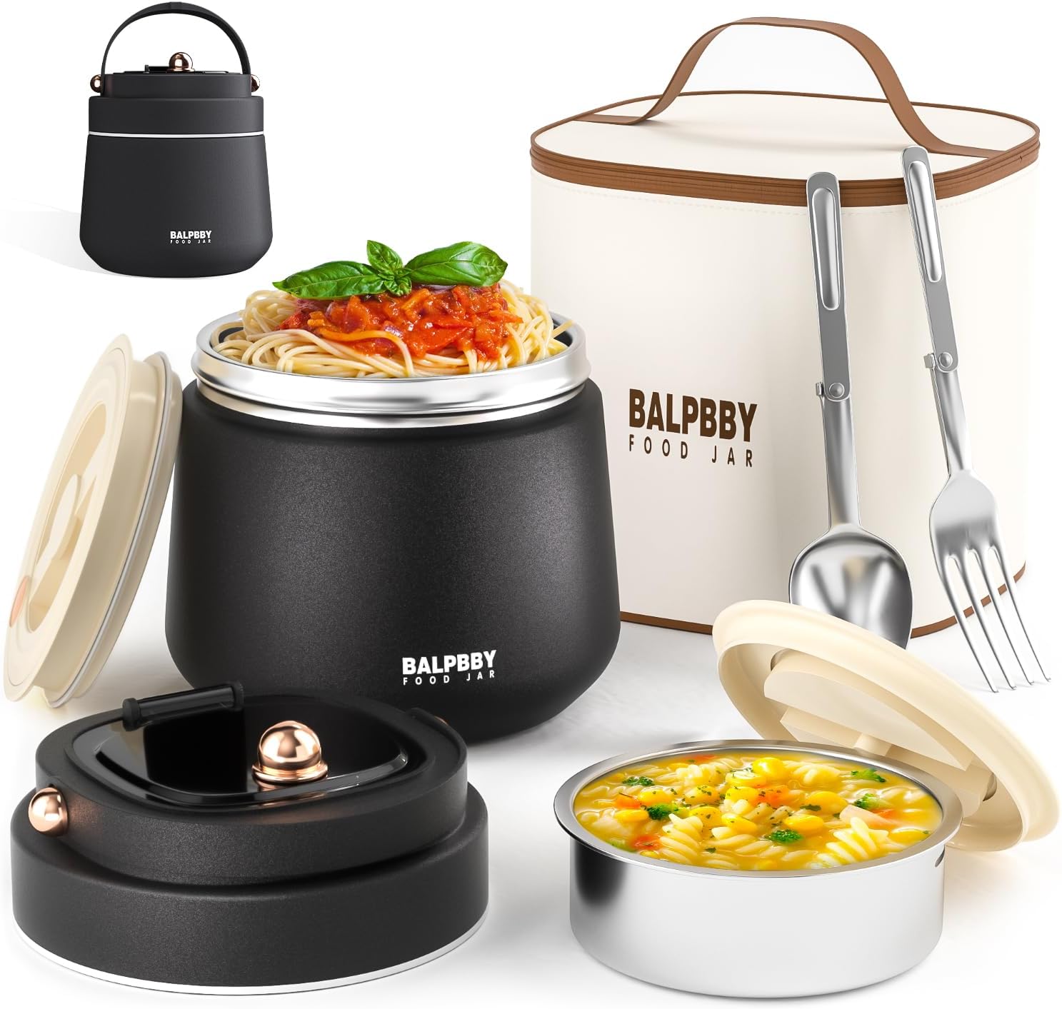 Thermo for Hot Food Adults 40OZ Soup Thermo Lunch Containers Wide Mouth Vacuum Insulated Food Jar Stainless Steel Leakproof Lunch Box with Spoon and Fork, Keeps Food Warm, Ideal Gift for Men and Women