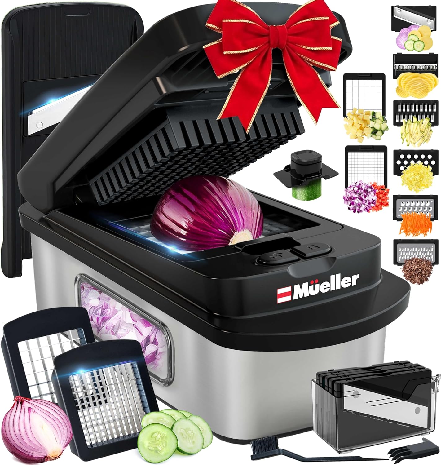 Mueller The Real Original Pro Chopper since 2013 Vegetable Chopper Mandoline Slicer, 8 Blade Food Veggie Chopper Onion Vegetable Cutter with Container, Kitchen Gadgets & Essentials, (10 in 1)