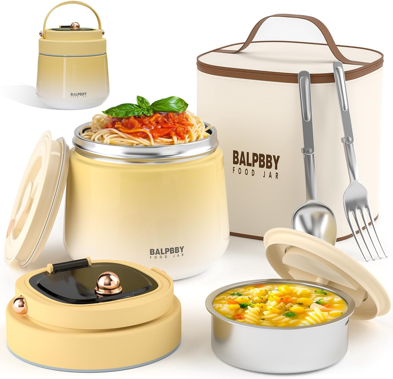 Thermo for Hot Food Adults 40OZ Soup Thermo Lunch Containers Wide Mouth Vacuum Insulated Food Jar Stainless Steel Leakproof Lunch Box with Spoon and Fork, Keeps Food Warm, Ideal Gift for Men and Women