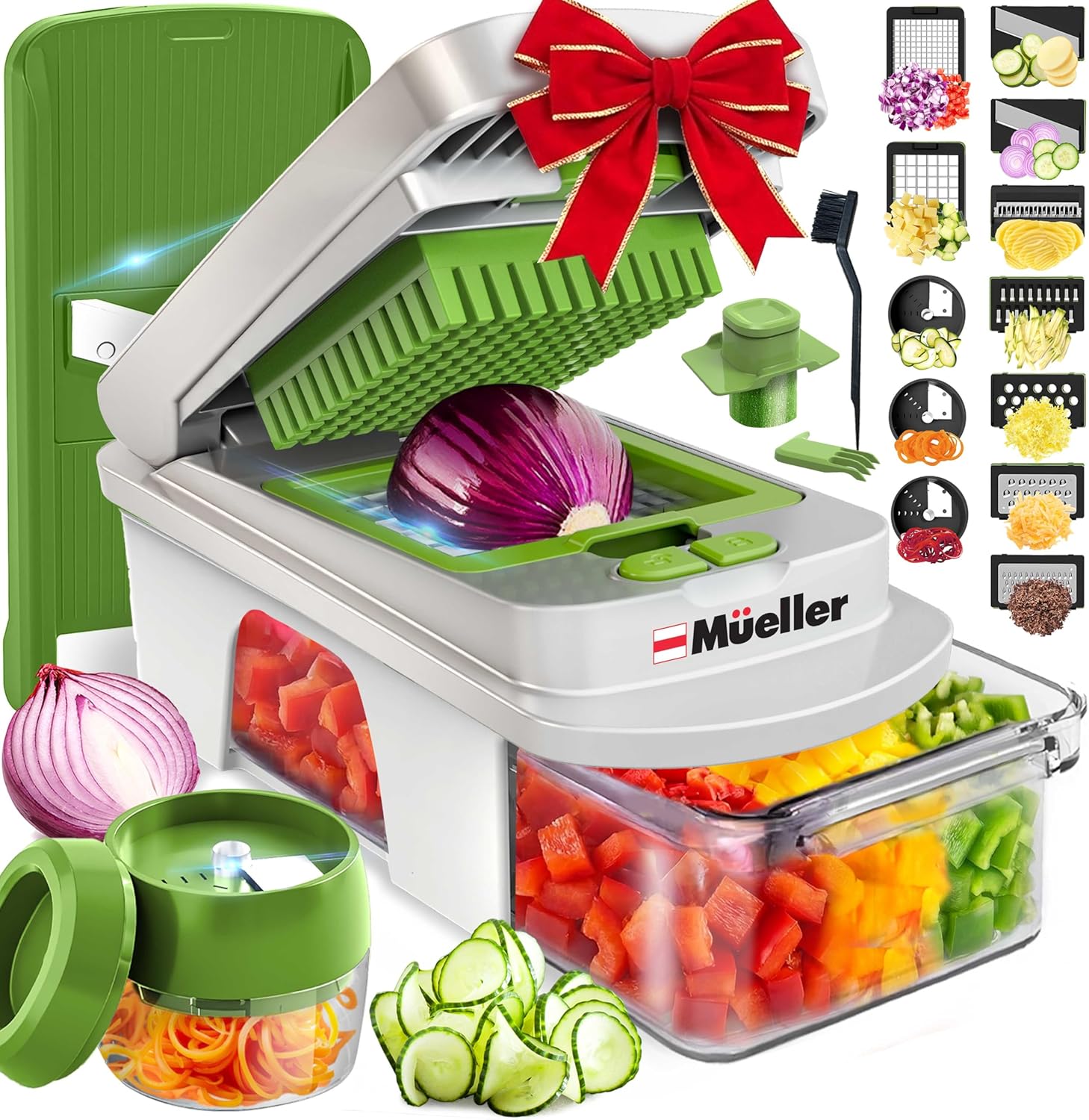 Mueller The Real Original Pro Chopper since 2013 Vegetable Chopper Mandoline Slicer, 8 Blade Food Veggie Chopper Onion Vegetable Cutter with Container, Kitchen Gadgets & Essentials, (10 in 1)