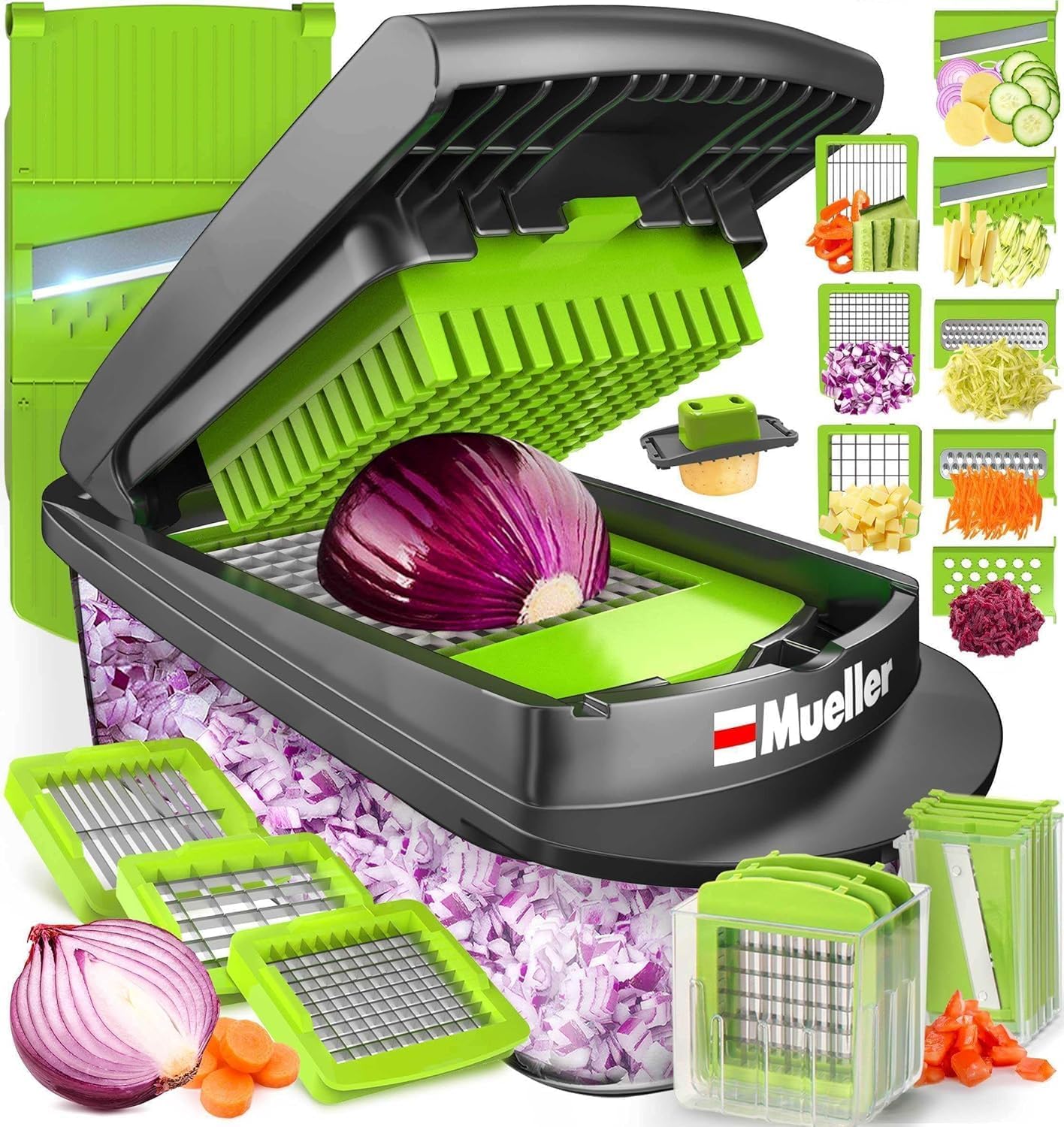 Mueller The Real Original Pro Chopper since 2013 Vegetable Chopper Mandoline Slicer, 8 Blade Food Veggie Chopper Onion Vegetable Cutter with Container, Kitchen Gadgets & Essentials, (10 in 1)