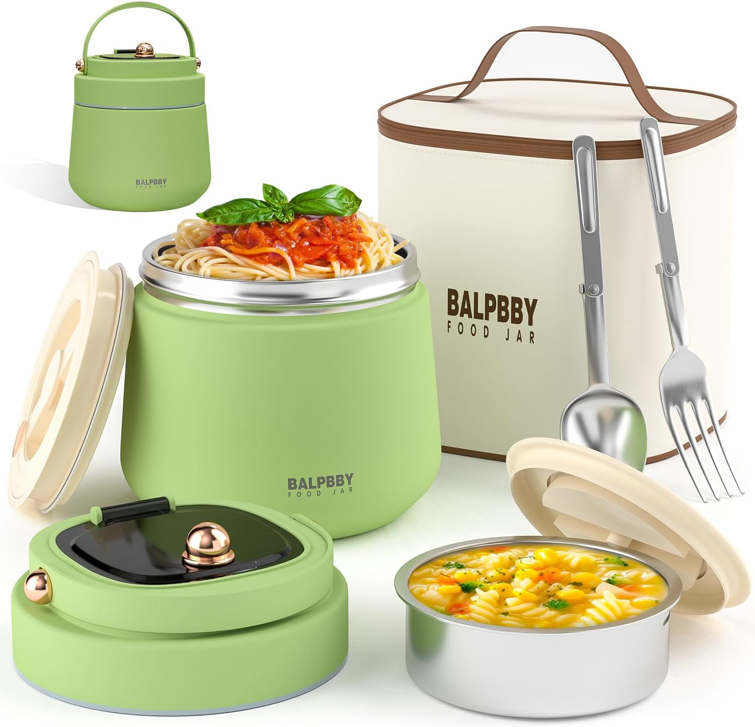 Thermo for Hot Food Adults 40OZ Soup Thermo Lunch Containers Wide Mouth Vacuum Insulated Food Jar Stainless Steel Leakproof Lunch Box with Spoon and Fork, Keeps Food Warm, Ideal Gift for Men and Women