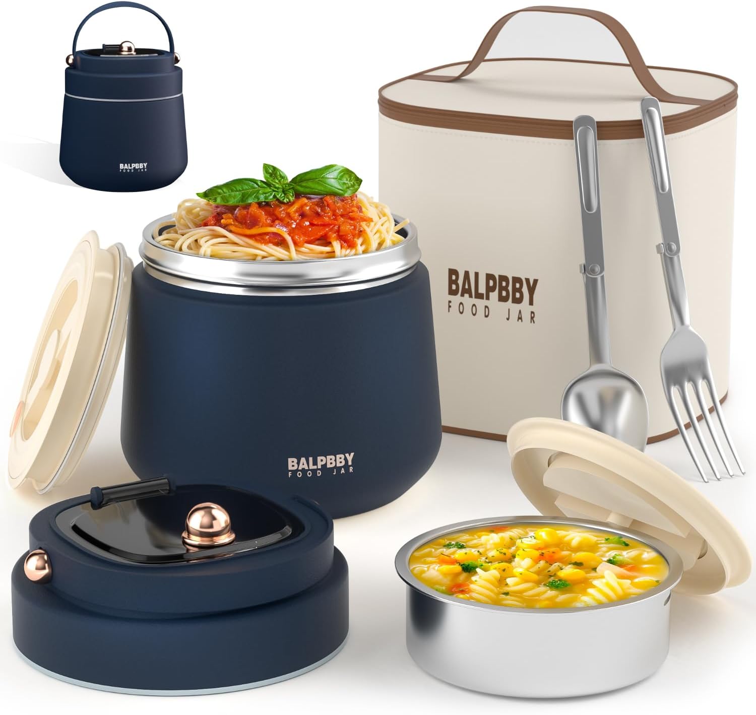 Thermo for Hot Food Adults 40OZ Soup Thermo Lunch Containers Wide Mouth Vacuum Insulated Food Jar Stainless Steel Leakproof Lunch Box with Spoon and Fork, Keeps Food Warm, Ideal Gift for Men and Women