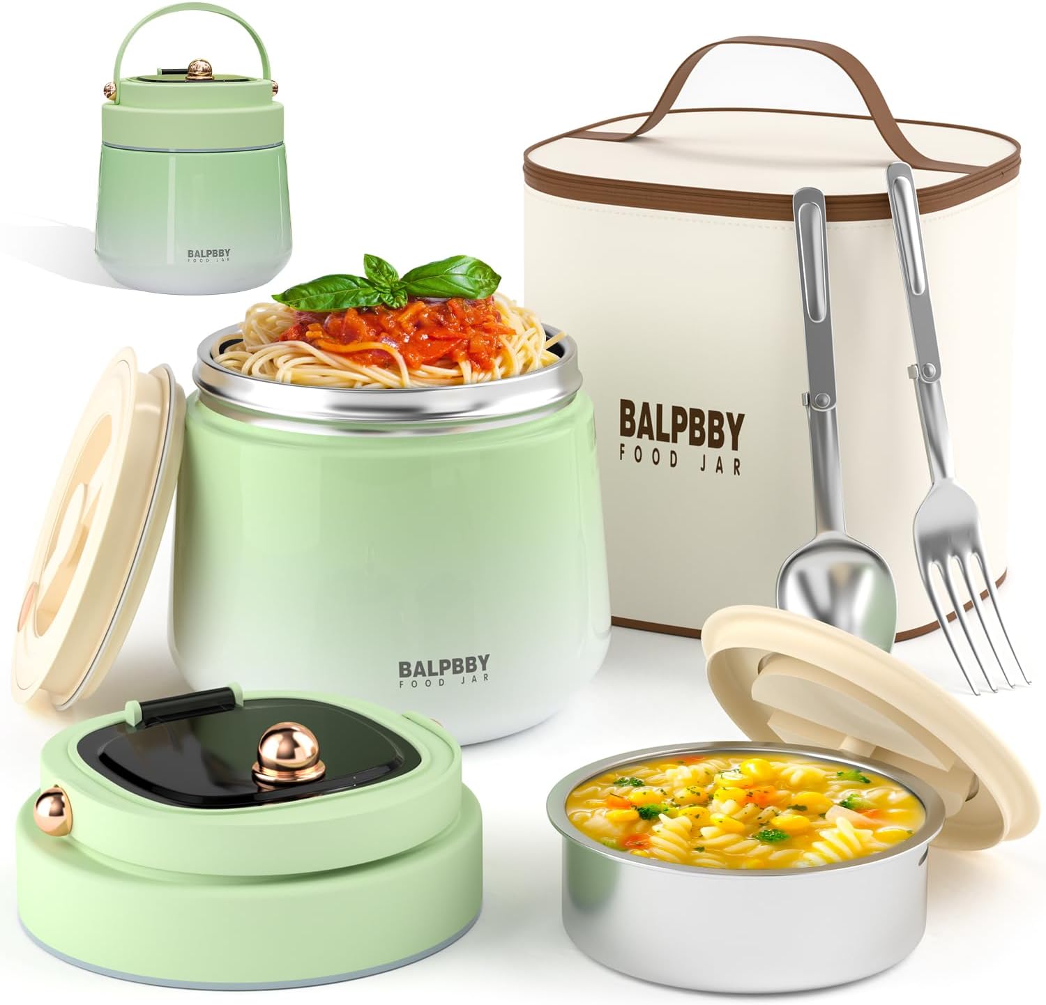 Thermo for Hot Food Adults 40OZ Soup Thermo Lunch Containers Wide Mouth Vacuum Insulated Food Jar Stainless Steel Leakproof Lunch Box with Spoon and Fork, Keeps Food Warm, Ideal Gift for Men and Women