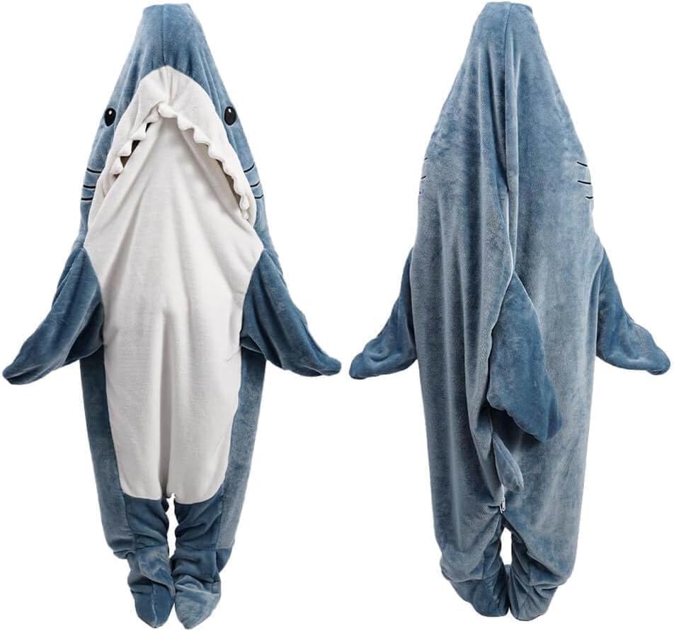 inkArts Shark Blanket Hoodie Onesie for Adult & Kid, Wearable Shark Sleeping Bag, Soft Cozy Onesie Costume