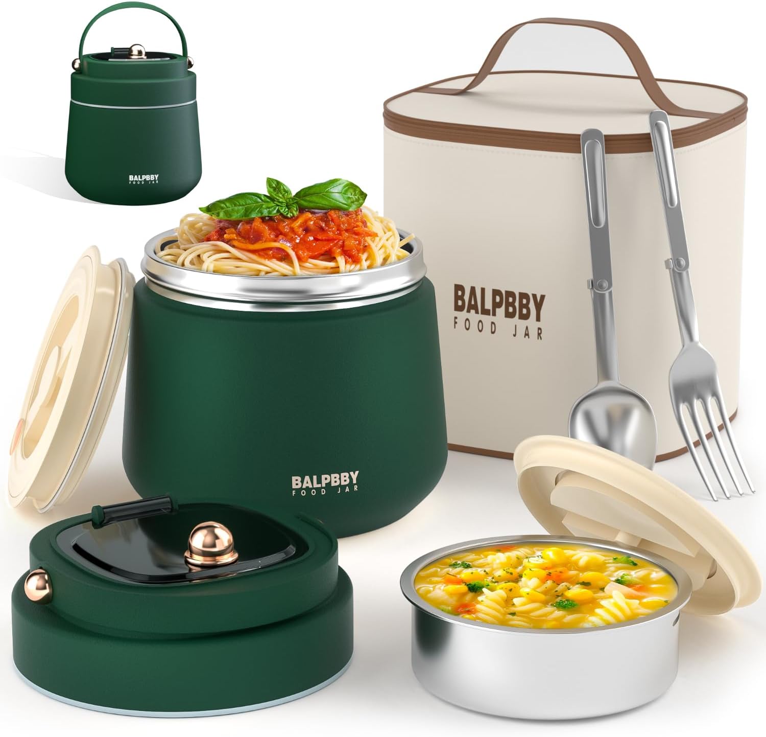 Thermo for Hot Food Adults 40OZ Soup Thermo Lunch Containers Wide Mouth Vacuum Insulated Food Jar Stainless Steel Leakproof Lunch Box with Spoon and Fork, Keeps Food Warm, Ideal Gift for Men and Women