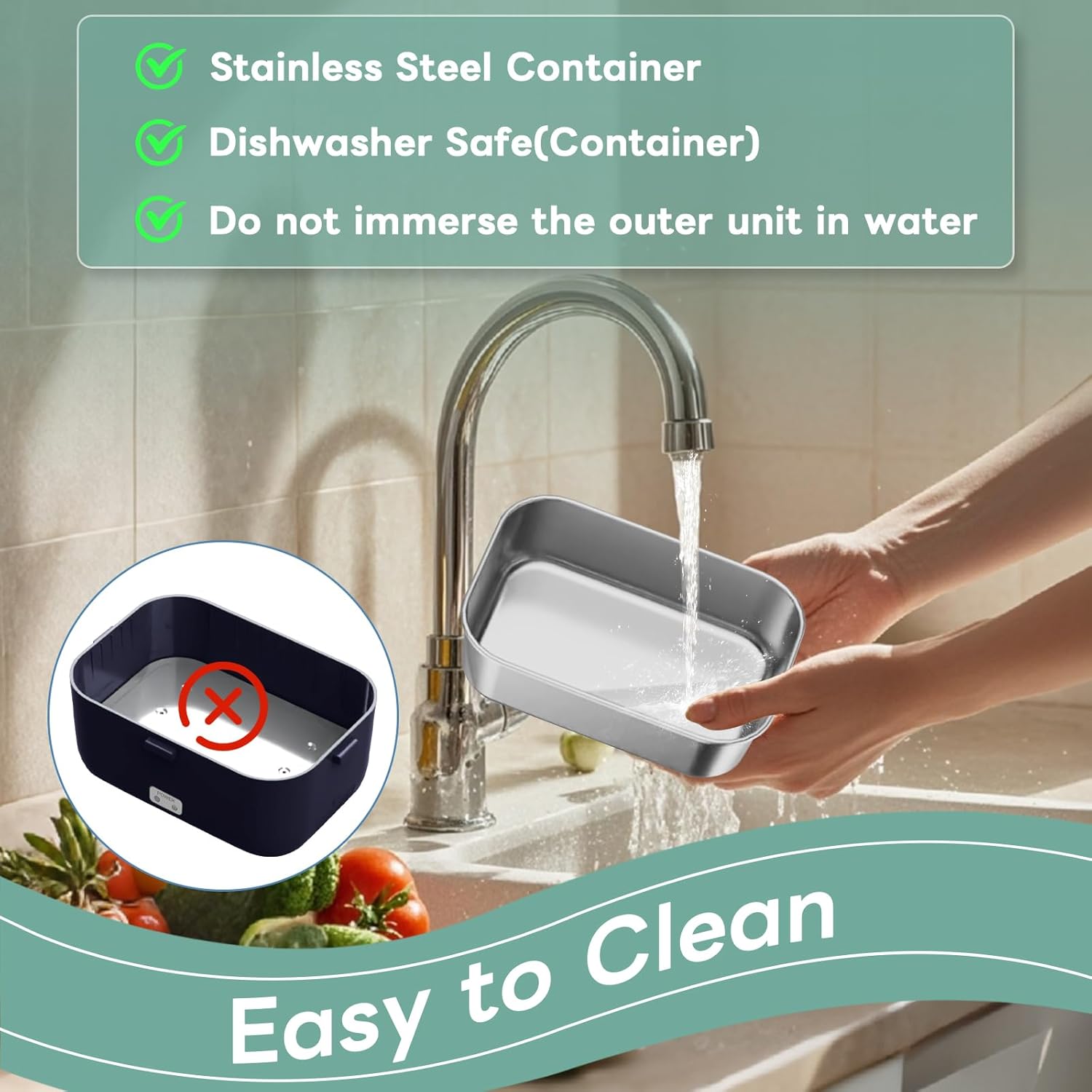 DUPASU Electric Lunch Box Food Warmer: 100W Heated Lunch Box for Adults, 1.8L Portable Fast Heating Lunchbox Food Heater for Car, Truck, Work, Travel, Lonchera Elctrica Porttil 12/24V/110-230V