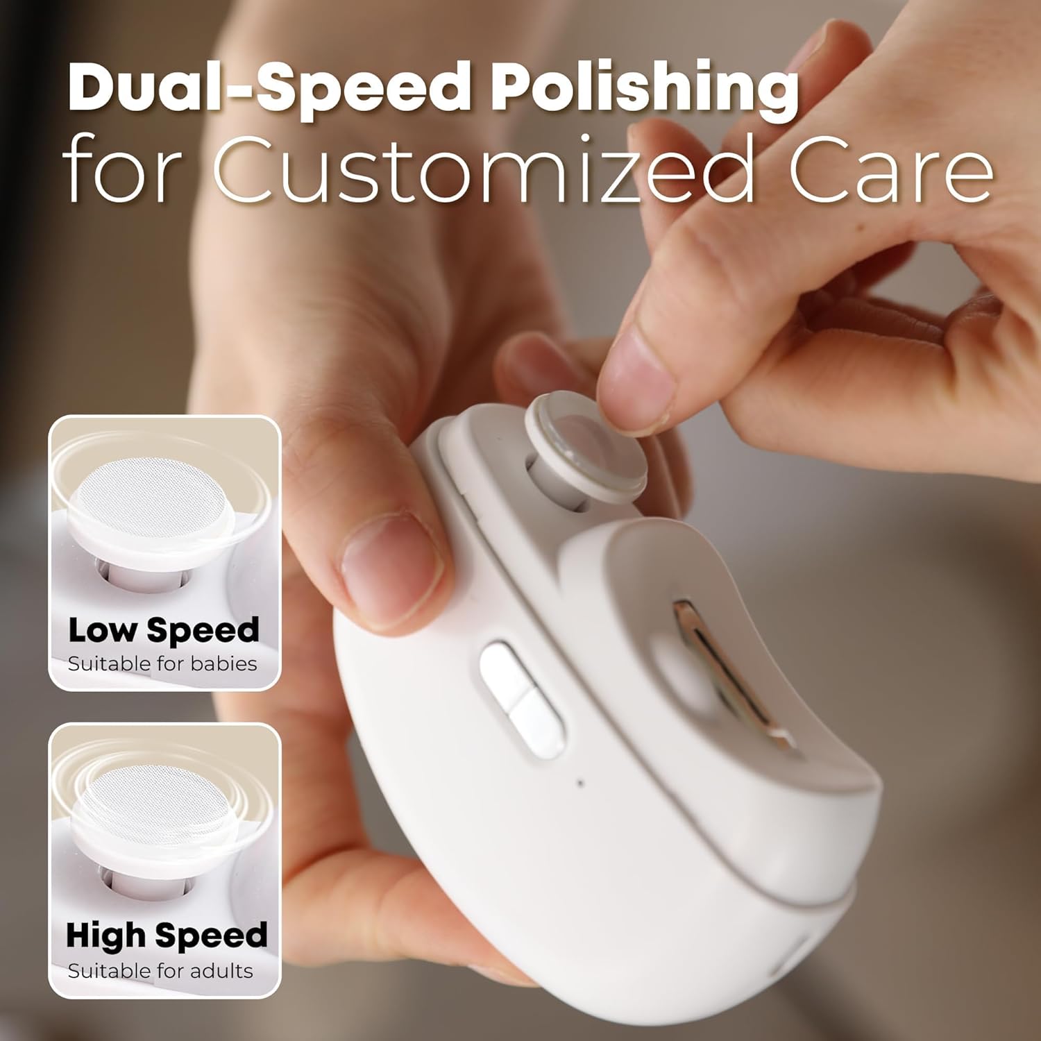 Electric Automatic Nail Clipper - 2 in 1 Auto Fingernail Cutter and Polishing Grinder for Baby Senior Adults - Rechargeable Cordless USB Battery Fingernail Trimmer