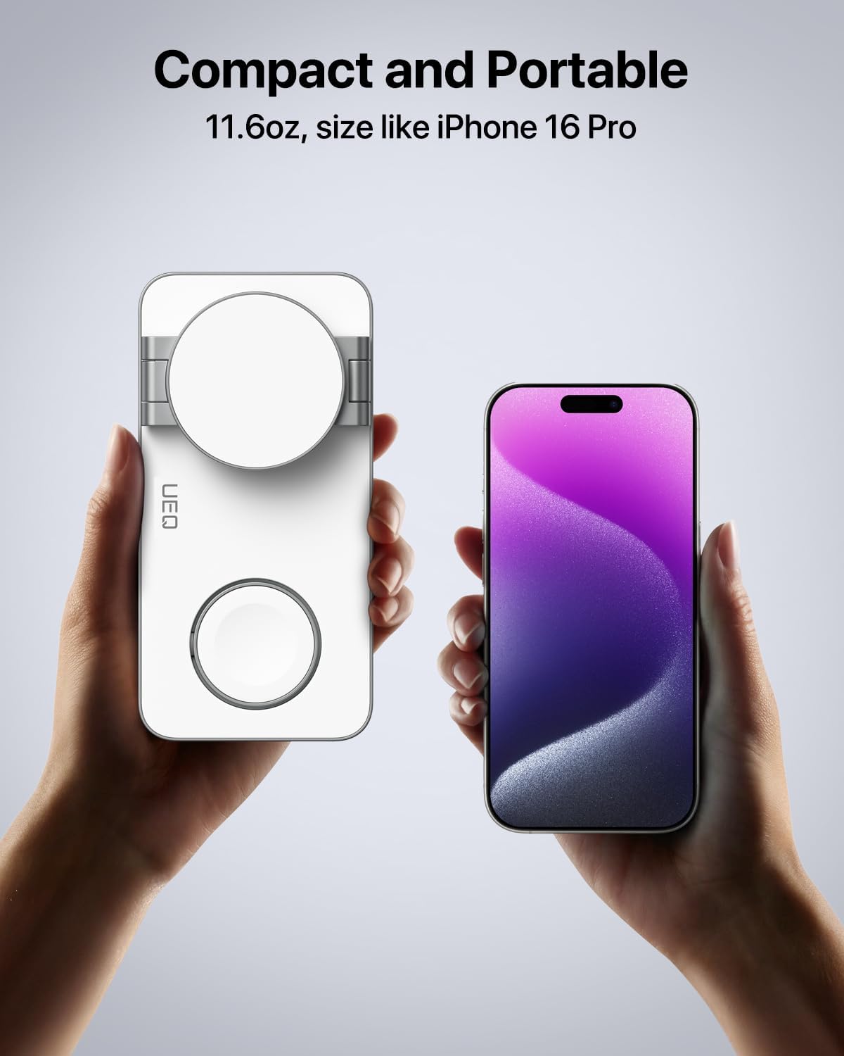 UEQ Foldable 3 in 1 Wireless Charging Station for Apple Magsafe Charger Stand,Fast Magnetic Wireless Charger Station for iPhone 17 Air 16 15 14 13 12 Series,Airpods Pro,Apple Watch Ultra (Pure Black)