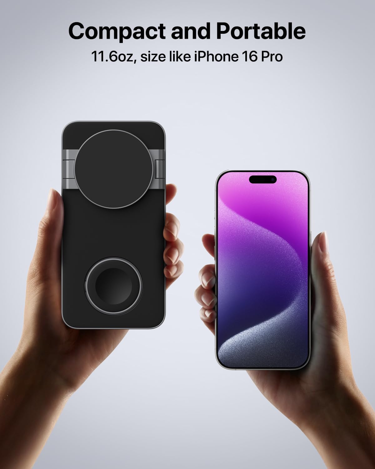 UEQ Foldable 3 in 1 Wireless Charging Station for Apple Magsafe Charger Stand,Fast Magnetic Wireless Charger Station for iPhone 17 Air 16 15 14 13 12 Series,Airpods Pro,Apple Watch Ultra (Pure Black)