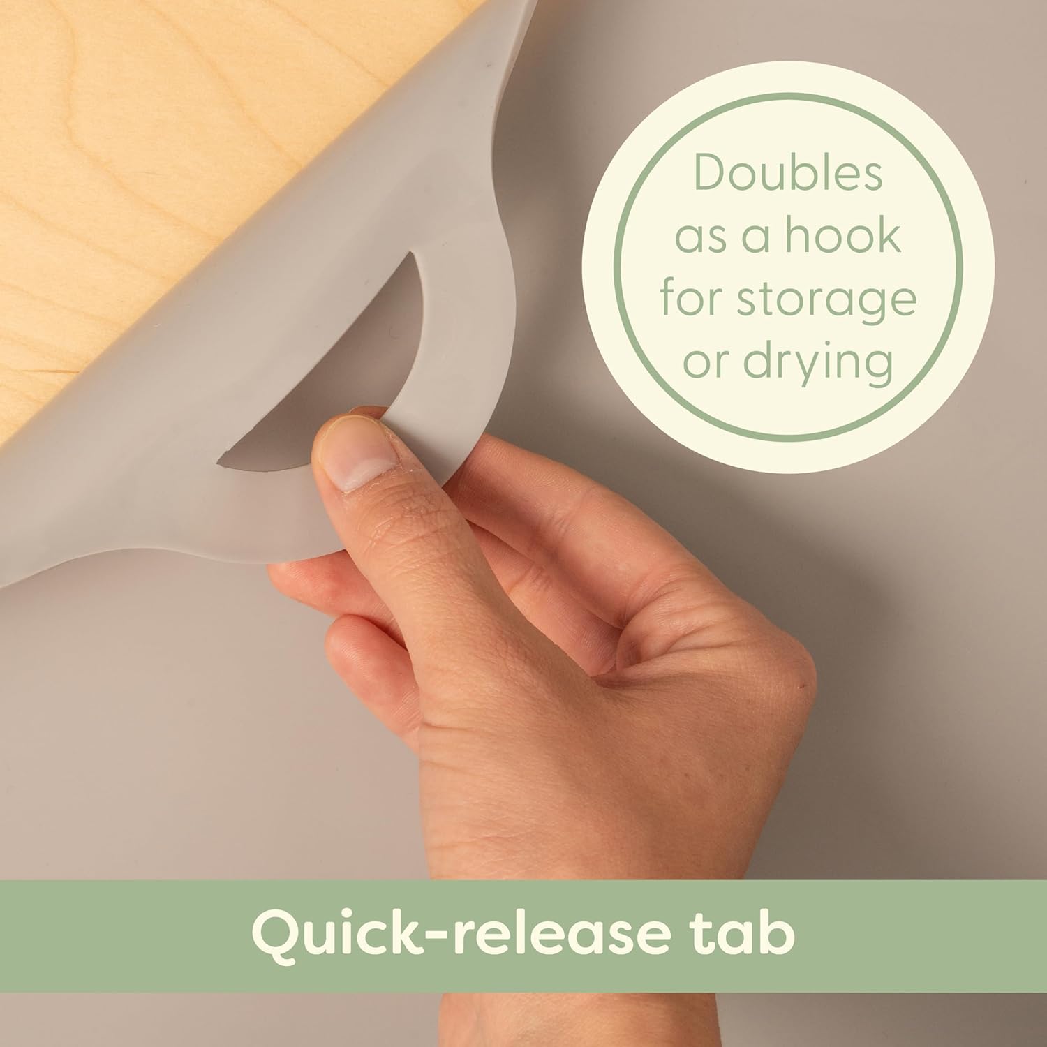 UpwardBaby Rectangular Silicone Toddler Placemat - Food-Catching Suction Table Mat, BPA-Free Baby-Led Weaning Supply, Easy-Clean Washable Mat, Gray