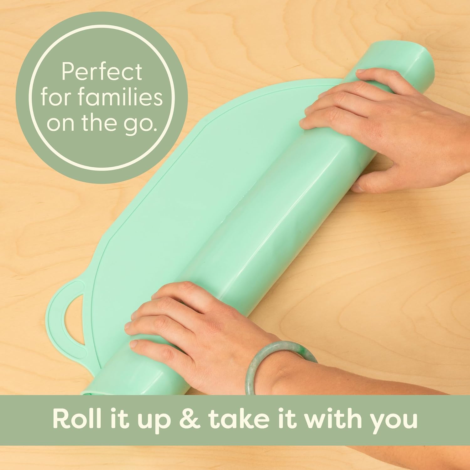 UpwardBaby Rectangular Silicone Toddler Placemat - Food-Catching Suction Table Mat, BPA-Free Baby-Led Weaning Supply, Easy-Clean Washable Mat, Gray