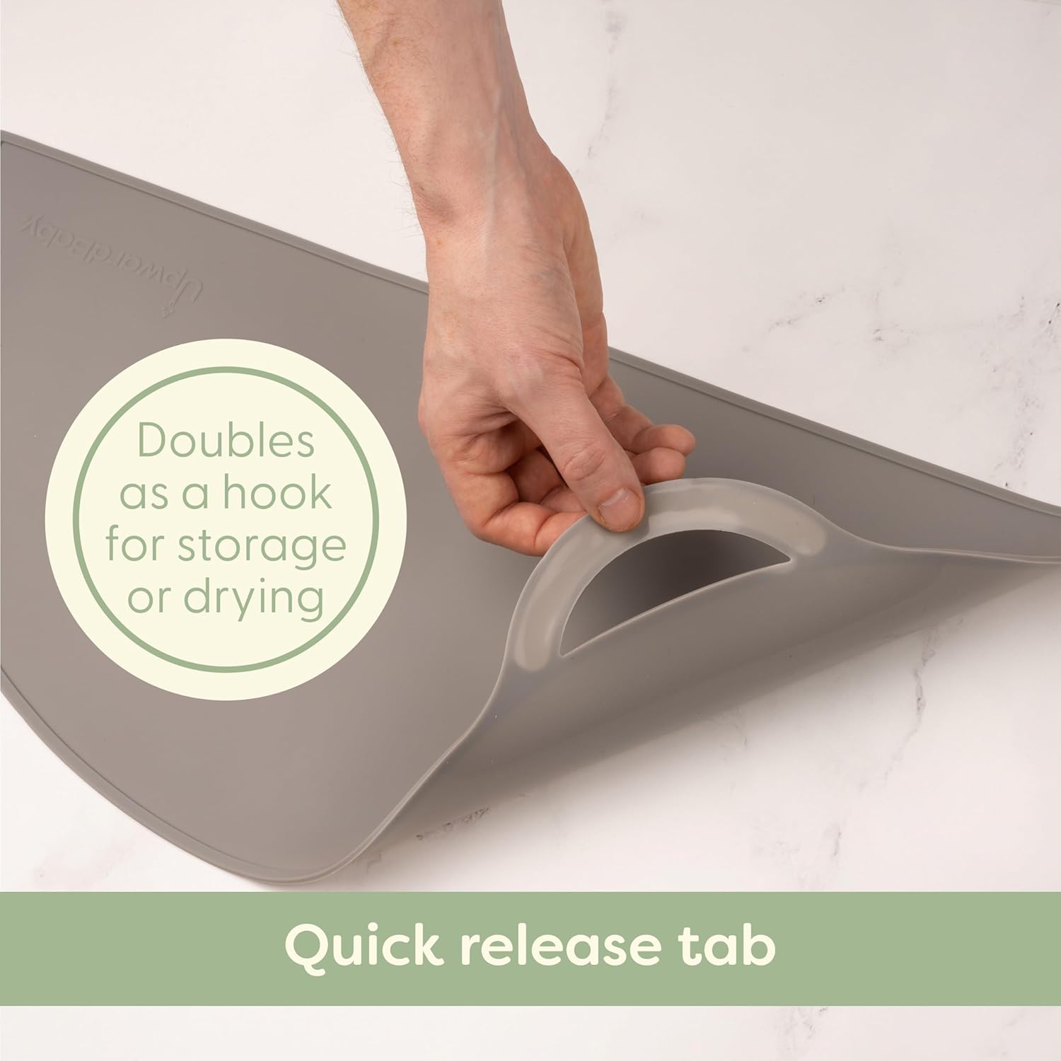 UpwardBaby Rectangular Silicone Toddler Placemat - Food-Catching Suction Table Mat, BPA-Free Baby-Led Weaning Supply, Easy-Clean Washable Mat, Gray