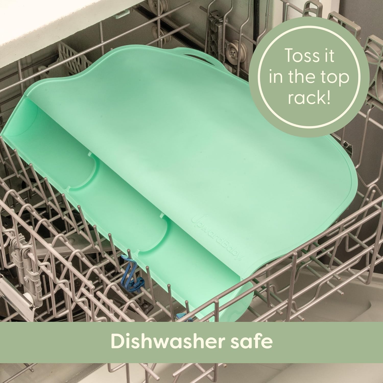 UpwardBaby Rectangular Silicone Toddler Placemat - Food-Catching Suction Table Mat, BPA-Free Baby-Led Weaning Supply, Easy-Clean Washable Mat, Gray