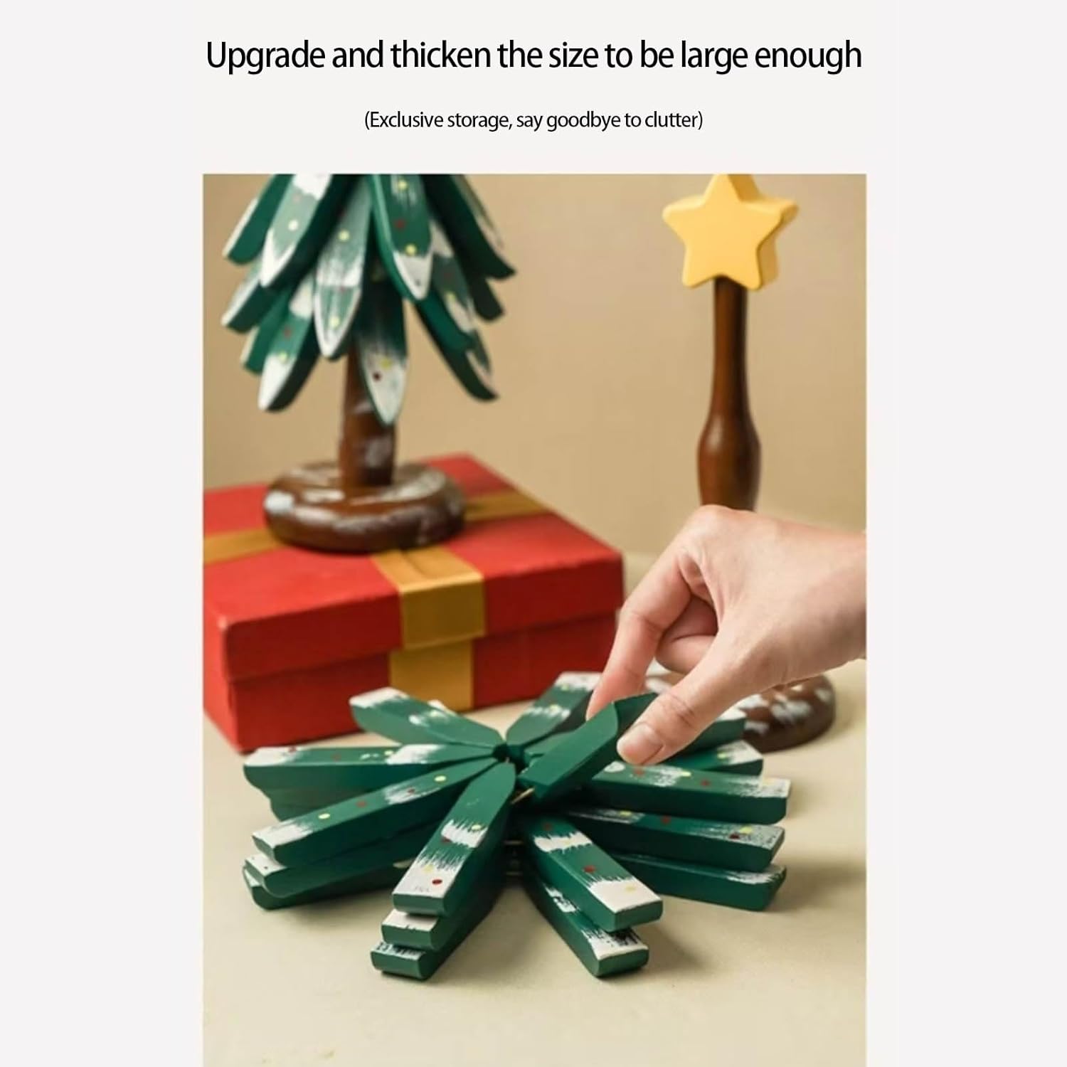 Premium Wooden Christmas Tree Trivet Set for Hot Dishes - Heat Resistant Table Pad, Decorative Coaster for Holiday Dining, Easy to Clean & Stackable Storage (Leaf-Shaped Round)