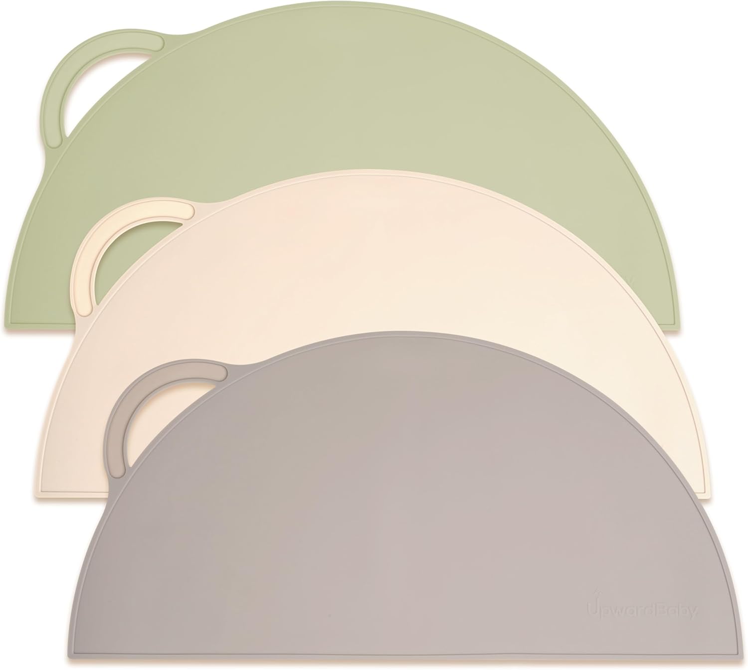 UpwardBaby Rectangular Silicone Toddler Placemat - Food-Catching Suction Table Mat, BPA-Free Baby-Led Weaning Supply, Easy-Clean Washable Mat, Gray