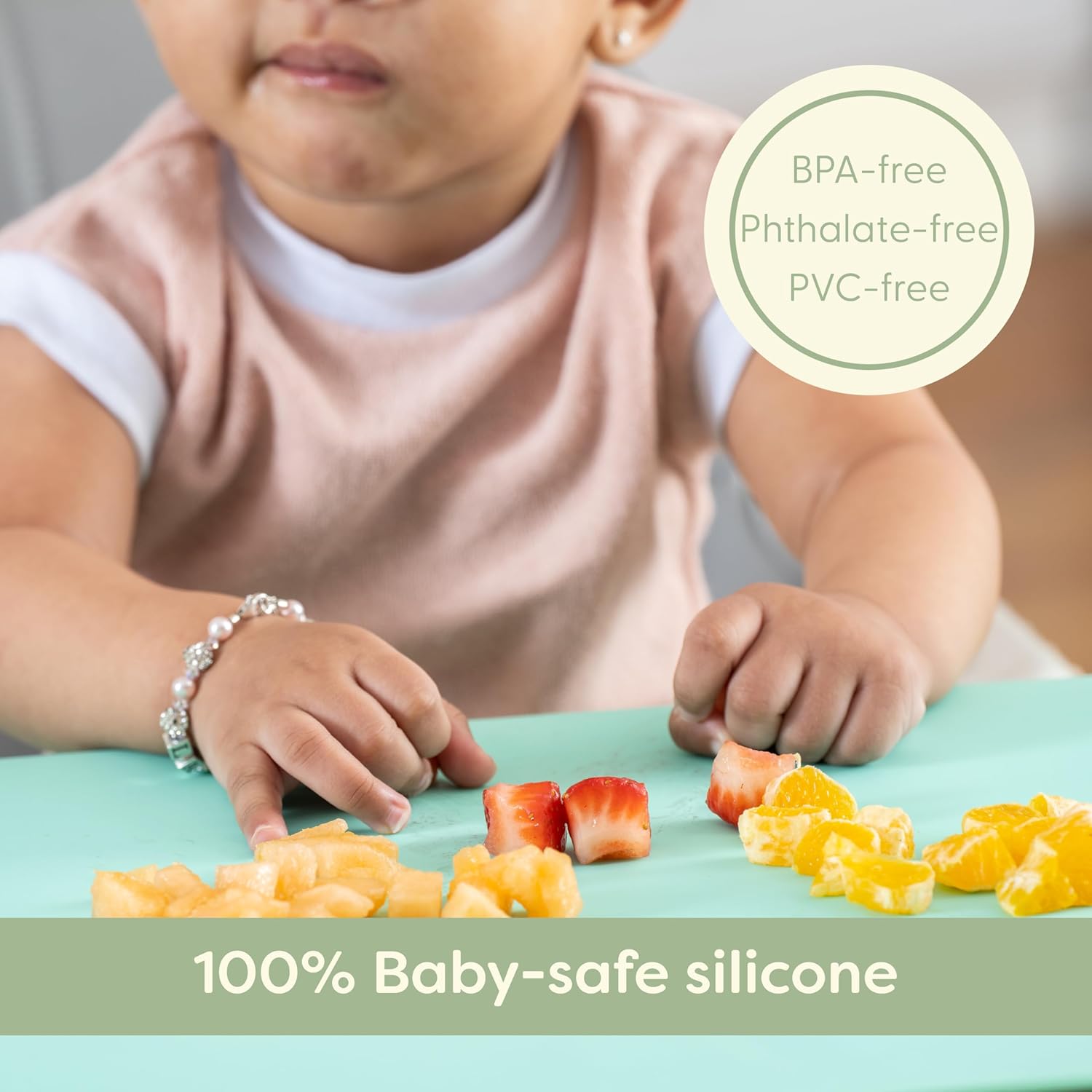 UpwardBaby Rectangular Silicone Toddler Placemat - Food-Catching Suction Table Mat, BPA-Free Baby-Led Weaning Supply, Easy-Clean Washable Mat, Gray