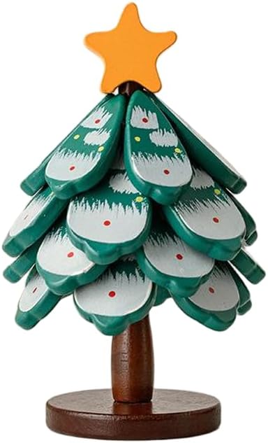 Christmas Tree Coaster Set with Stand, Green Snowman Design, Decorative Insulation Pads, Holiday Theme Home Decor (Green Christmas Tree with Four Layers of Apples)