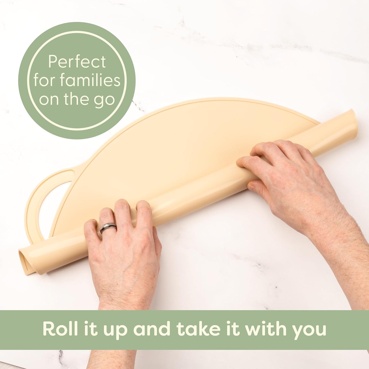 UpwardBaby Rectangular Silicone Toddler Placemat - Food-Catching Suction Table Mat, BPA-Free Baby-Led Weaning Supply, Easy-Clean Washable Mat, Gray