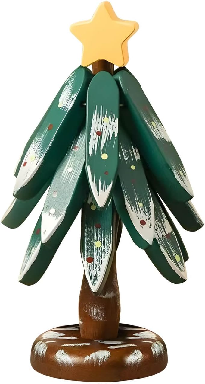 Premium Wooden Christmas Tree Trivet Set for Hot Dishes - Heat Resistant Table Pad, Decorative Coaster for Holiday Dining, Easy to Clean & Stackable Storage (Leaf-Shaped Round)